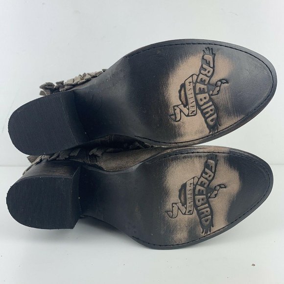 Freebird Belle Boots 7 Taupe Brown Leather Suede - Picture 8 of 12